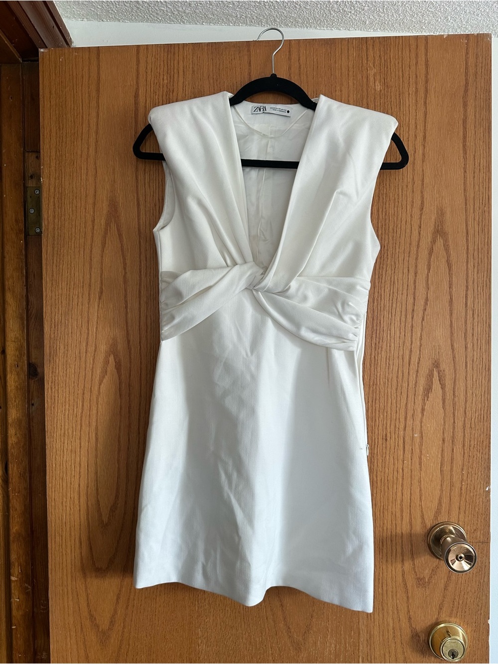 Zara White Twist-Front Mini Dress